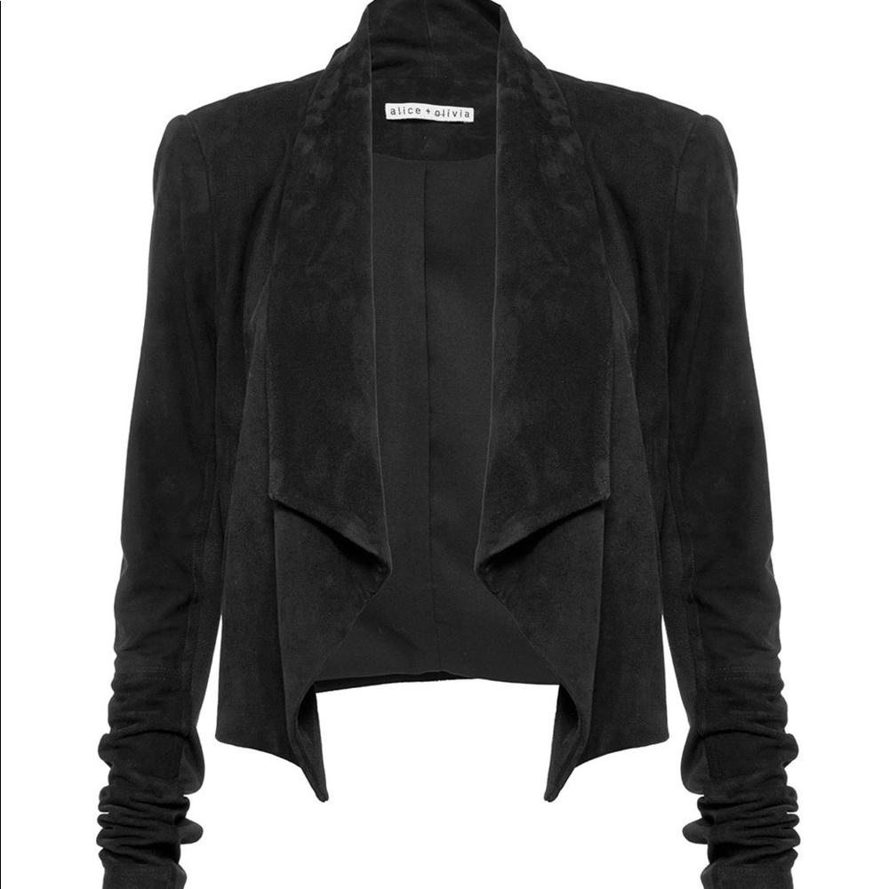 Alice + Olivia Black Harvey Suede Jacket